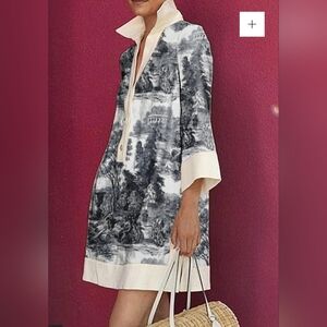 Uoozee Long Sleeves Loose Printed Lapel Mini Dresses Shirt Dress Size Medium